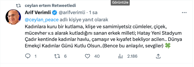 arif verimli ile aysenil samlioglu arasindaki 8 mart dunya kadinlar gunu tartismasi gundem oldu